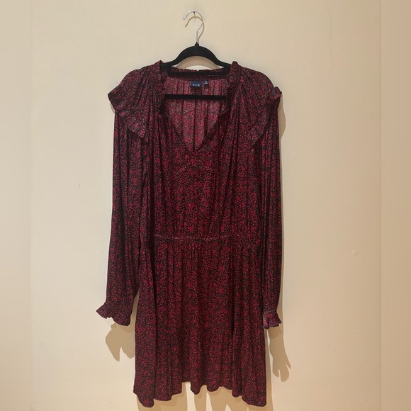 GAP Red Long Sleeve Bishop V-Neck Sundress - Picture 1 of 3